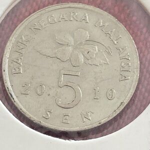 5/$10❤️❤️❤️2010 Malaysia 5 Sen Coin